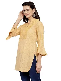 Enchanted Drapes Yellow Solid Women's Cotton Short Kurti-thumb2