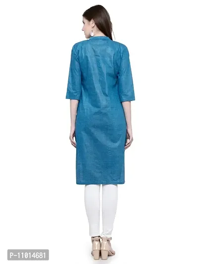 Enchanted Drapes Women's Blue Cotton Kurti (Size : 2XL) {EDKC0005}-thumb4