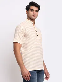 Yellow Striped Mens Short Kurta-thumb3