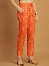 Enchanted Drapes Orange Printed Womens Cotton Pants-thumb2