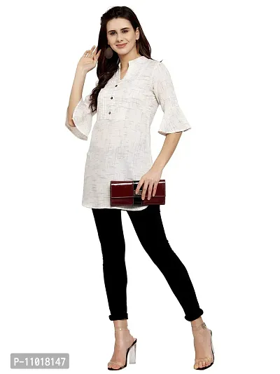 Enchanted Drapes White Solid Women's Cotton Short Kurti-thumb4