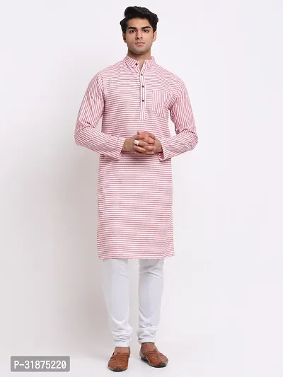 Red Striped Mens Long Kurta-thumb0