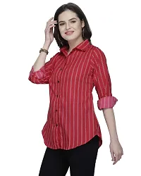 Enchanted Drapes Maroon Stripes Crepe Women's Shirt-thumb2