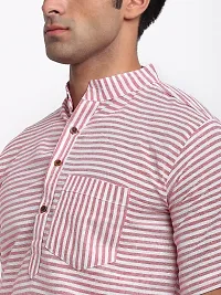 Red Striped Mens Short Kurta-thumb3