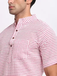 Pink Striped Mens Short Kurta-thumb3