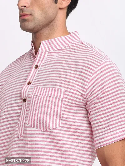 Pink Striped Mens Short Kurta-thumb4