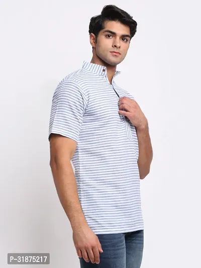 Blue Striped Mens Short Kurta-thumb2