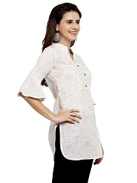 Enchanted Drapes White Solid Women's Cotton Short Kurti-thumb1