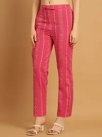 Enchanted Drapes Pink Printed Womens Cotton Pants-thumb1