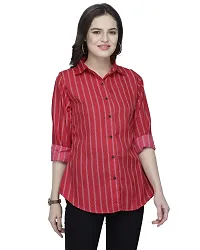 Enchanted Drapes Maroon Stripes Crepe Women's Shirt-thumb1