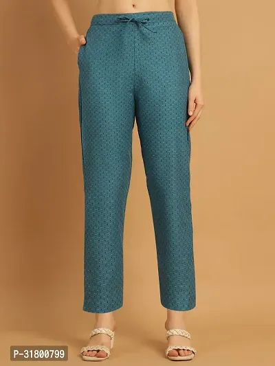 Enchanted Drapes Blue Dots Womens Cotton Pants-thumb0