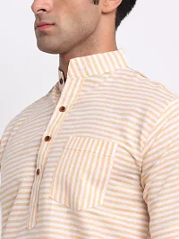 Yellow Striped Mens Short Kurta-thumb4