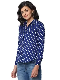 Enchanted Drapes Blue Polka Dot Crepe Women's Shirt (XS to 7XL)-thumb1