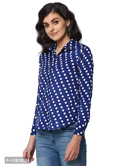 Enchanted Drapes Blue Polka Dot Crepe Women's Shirt (XS to 7XL)-thumb2