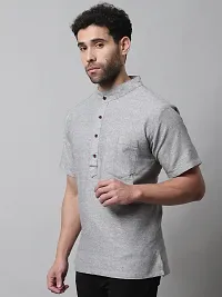 Enchanted Drapes Grey Solid Men's Short Kurta-thumb1