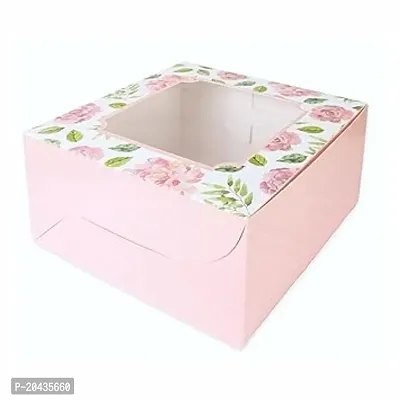 Half Kg Cake Box 0 5 Kg Pink Floral Watercolour Pack Of 8 7X7X4 In Bakery Box Homebakers Party Favours-thumb0