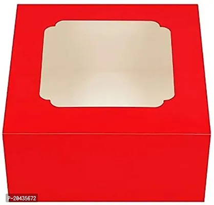 5 Piece Red Cake Box 10X10X5 Inches Bakery Boxes With Window Eco Friendly Paper Cardboard Gift Boxes For Pastries Cookies Pie Cupcakes-thumb0