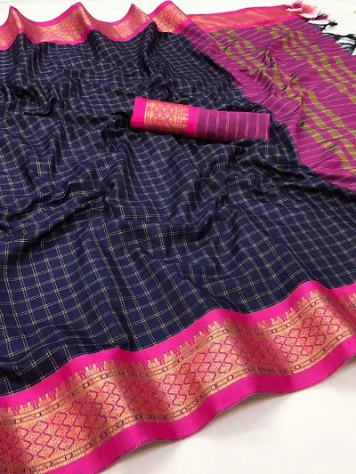 Cotton Silk Checked Jacquard Border Sarees