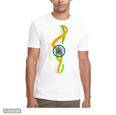 Stylish White Polyester Printed Round Neck T-Shirt For Men-thumb0