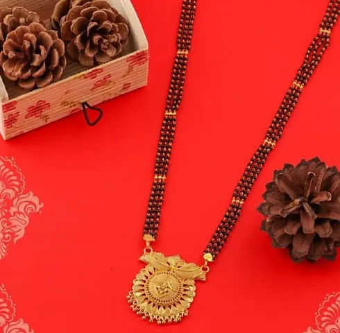 Fancy Plated Beads Alloy Traditional Long Mangalsutra For Women