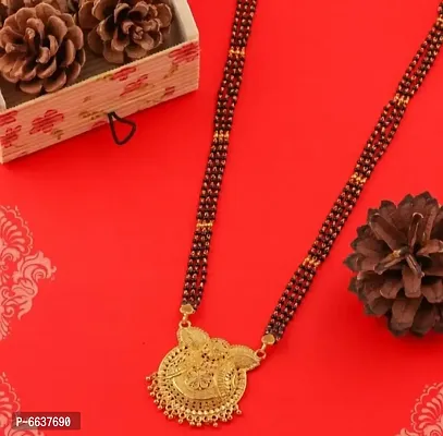 Fancy Gold Plated Beads Alloy Traditional Long Mangalsutra For Women