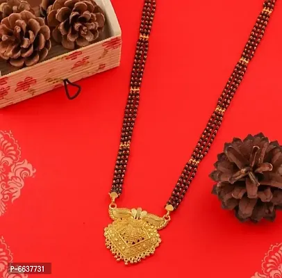 Fancy Gold Plated Beads Alloy Traditional Long Mangalsutra For Women-thumb0