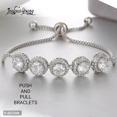 SILVER PLATED AD STONE MICRO POLISH BRACELET FOR WOMEN AND GIRL ADJESTEBAL