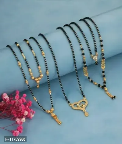 GOLD PLATED SHORT MANGALSUTRA COMBO PACK OF 5