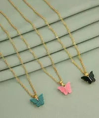 GOLD PLATED BUTTERFLY NECKLACE COMBO PACK OF 3 FOR WOMEN AND GIRL-thumb2