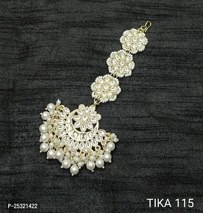 White Pearl Kundan Mangtikka Earring Jumar Combo Pack For Women And Girl-thumb3