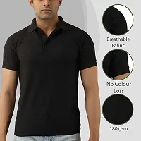 Classic Black Polycotton Solid Polos For Men-thumb2