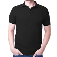 Classic Black Polycotton Solid Polos For Men-thumb3