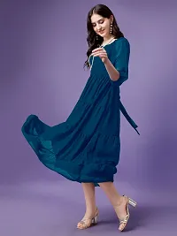 Vastani Enterprise Women's Regular Fit Solid Printed Georgette Maxi Dress (DRS VE-68)-thumb2
