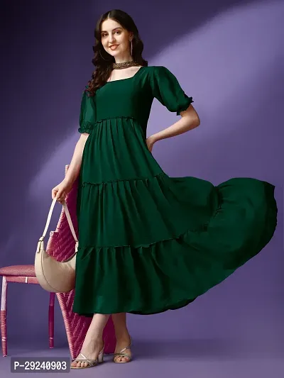 Stylish Green Georgette Solid Gown For Women-thumb5