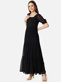 Vastani Enterprise Women's Regular Fit Solid Printed Georgette Full Length Gown (VE-76)-thumb4