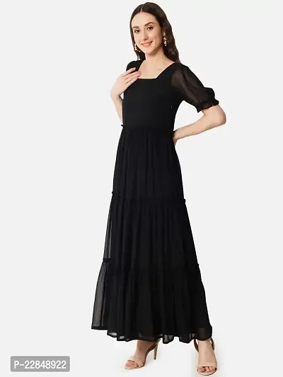 Vastani Enterprise Women's Regular Fit Solid Printed Georgette Full Length Gown (VE-76)-thumb5