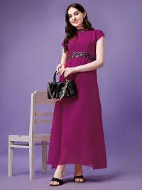 Vastani Enterprise Women's Regular Fit Solid Printed Georgette Maxi Gown (DRS VE-48)-thumb3