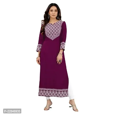 Vastani Enterprise Women's Regular Fit Solid Printed Cotton Rayon Ankle Length Kurti (VE-41)