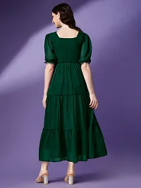 Stylish Green Georgette Solid Gown For Women-thumb1