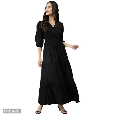 Vastani Enterprise Women's Regular Fit Solid Printed Rayon Full Length Gown (VE-75)-thumb0