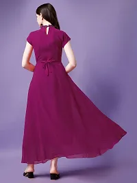 Vastani Enterprise Women's Regular Fit Solid Printed Georgette Maxi Gown (DRS VE-48)-thumb1