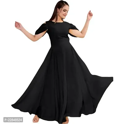 Vastani Enterprise Women's Regular Fit Solid Printed Georgette Full Length Gown (VE-74)-thumb0