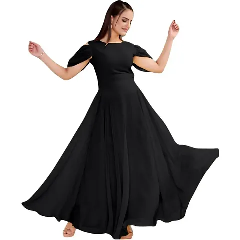 Vastani Enterprise Womens Regular Fit Solid Printed Georgette Full Length Gown (VE-74)