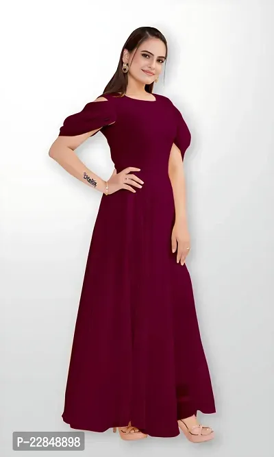Vastani Enterprise Women's Regular Fit Solid Printed Georgette Full Length Gown (VE-74)-thumb3