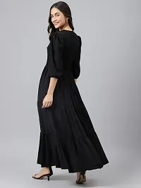 Vastani Enterprise Women's Regular Fit Solid Printed Rayon Full Length Gown (VE-75)-thumb1