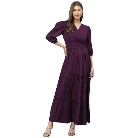 Vastani Enterprise Women's Regular Fit Solid Printed Rayon Full Length Gown (VE-75)