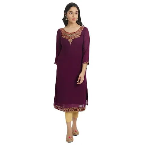 Vastani Enterprise Women's Regular Fit Solid Georgette Ankle Length Kurti (VE-43)