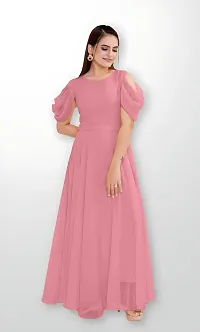 Vastani Enterprise Women's Regular Fit Solid Printed Georgette Full Length Gown (VE-74)-thumb3
