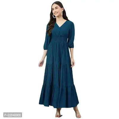 Vastani Enterprise Women's Regular Fit Solid Printed Rayon Full Length Gown (VE-75)