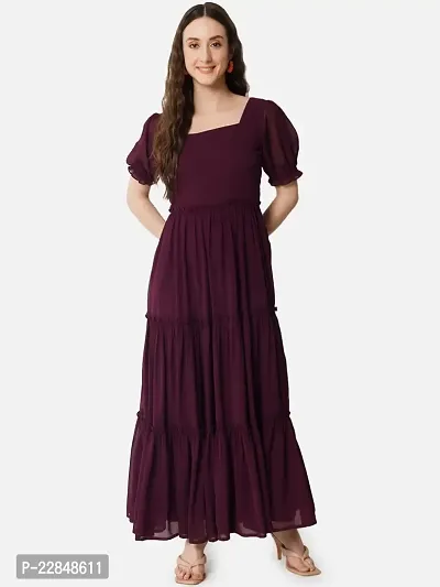 Vastani Enterprise Women's Regular Fit Solid Printed Georgette Full Length Gown (VE-76)-thumb4